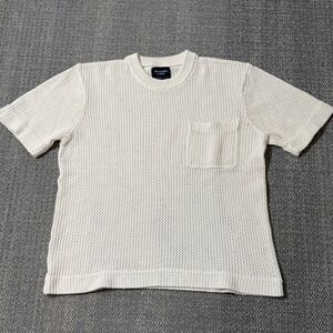 Abercrombie & Fitch Women's Top Open Crochet Knit Short Sleeve Pocket Large